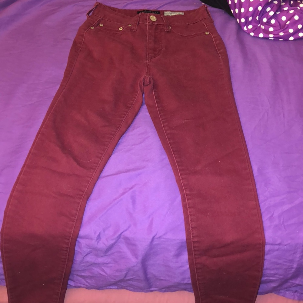 A burgundy pants